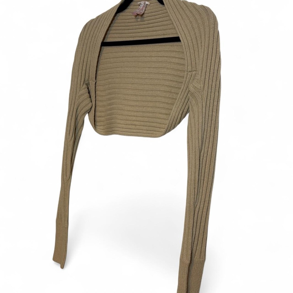 Derek Heart Y2K Tan/Beige Rib-Knit Shrug - Picture 4 of 7